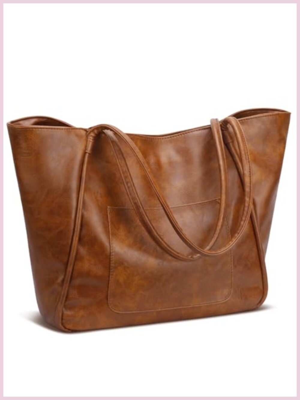 Large PU Leather Tote Bag with Zipper Anti-Theft Work Travel Purse